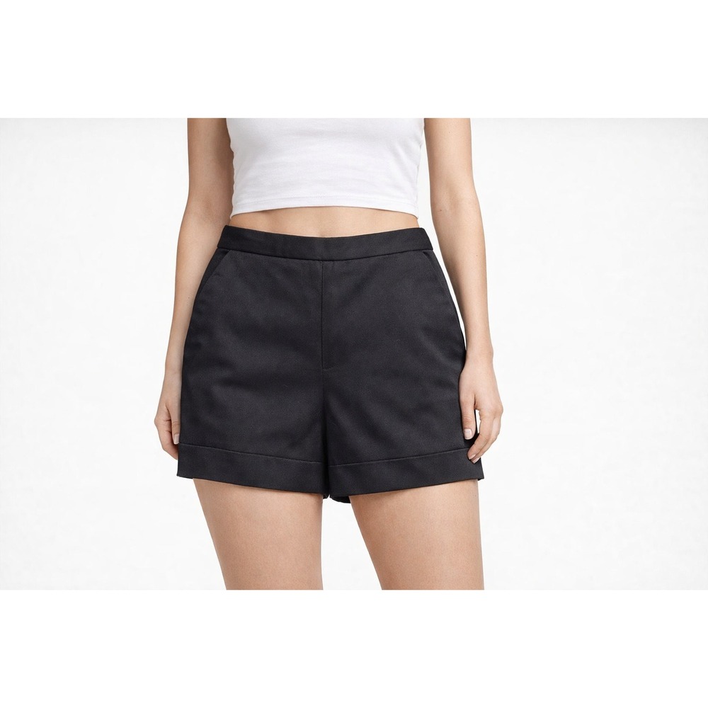 ANIU‎ Women's Black Tailored Pleated Shorts Size M Organic Cotton Blend